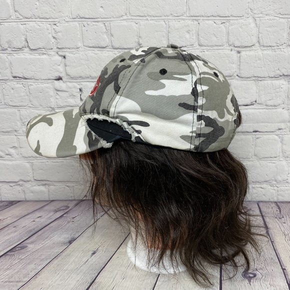 Peterbilt Camo Hat Distressed Cap Black Gray White Embroidered Logo Outdoors - Picture 2 of 11